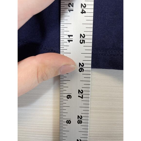 Jones New York Signature Shirt Womens Large Navy Blue Crochet Split Neck Top - Picture 4 of 10